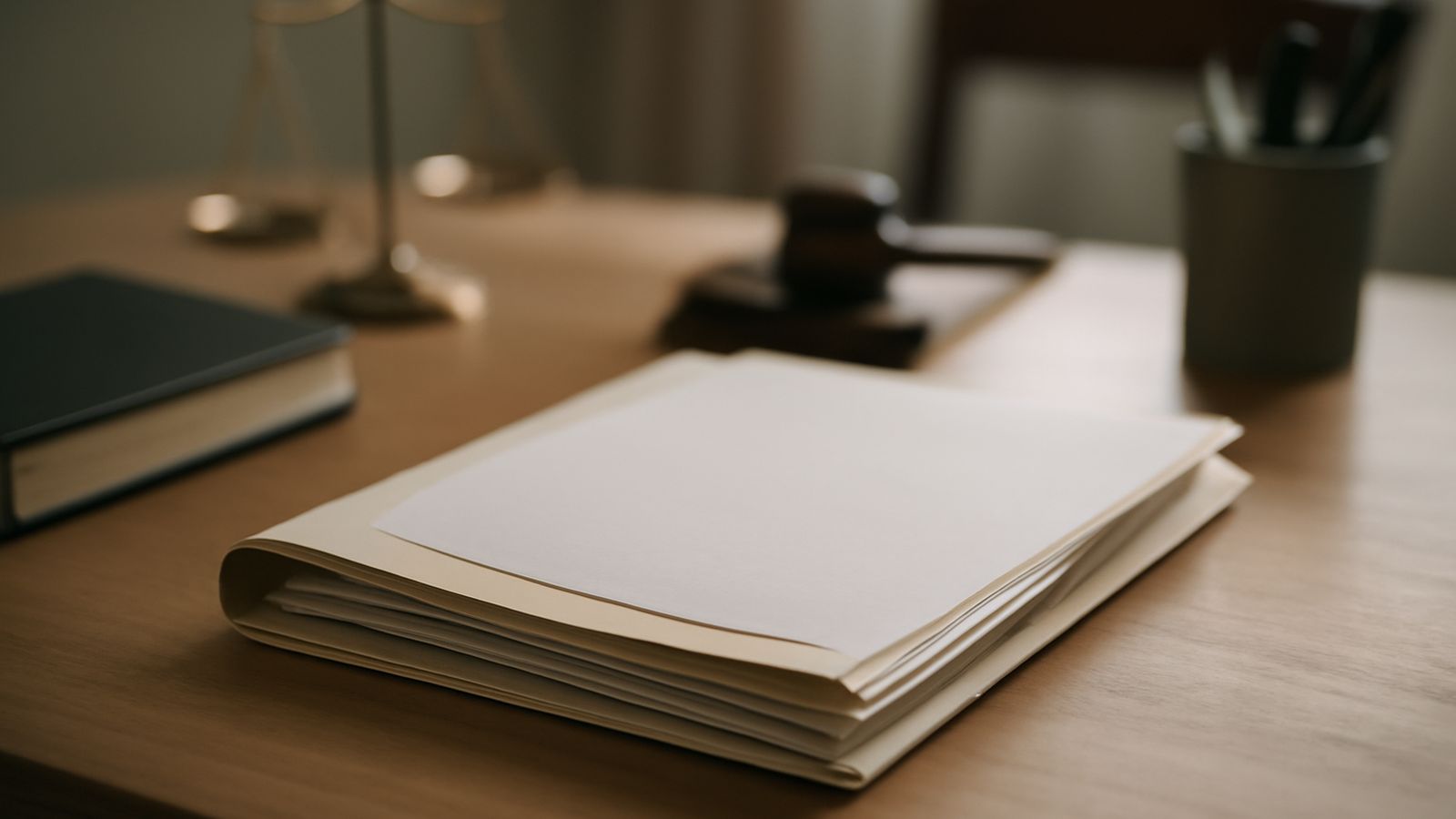 A folder of legal documents on a table