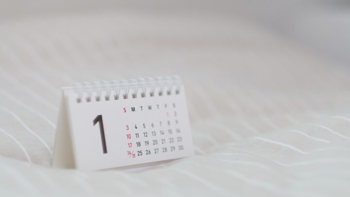 A close-up of a wall calendar