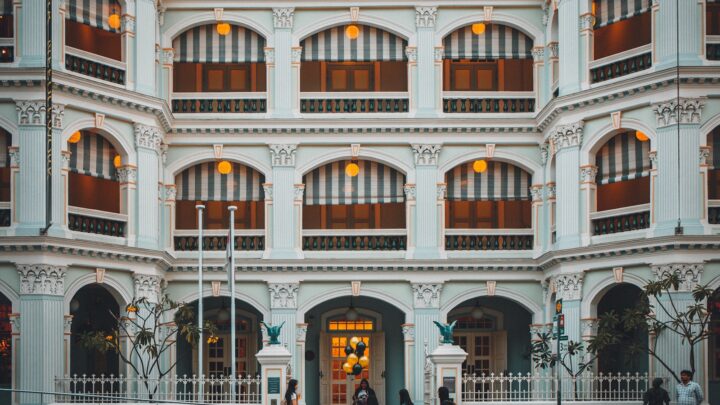 The exterior of a government court building in Singapore