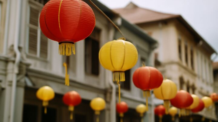 Festive lanterns and decorations strung up in Singapore