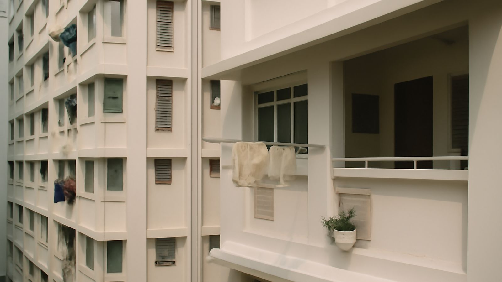 Exterior view of HDB blocks in Singapore during the day
