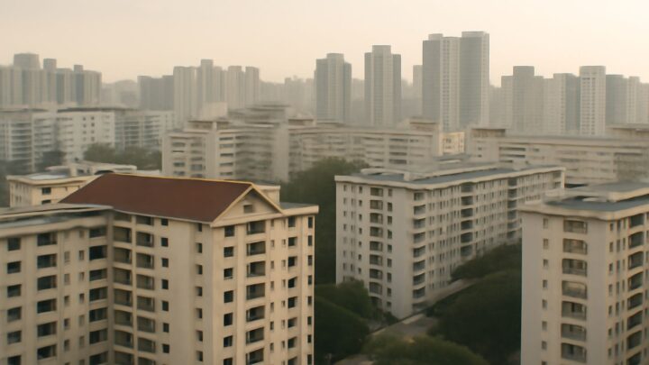 Residential buildings in Singapore in early morning light