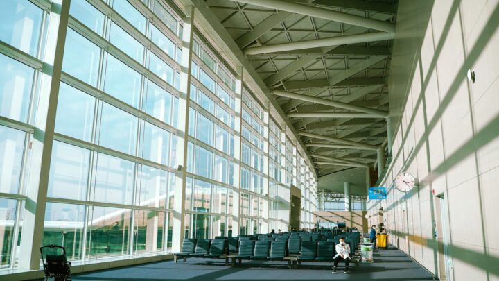 The interior of an airport terminal building in Singapore