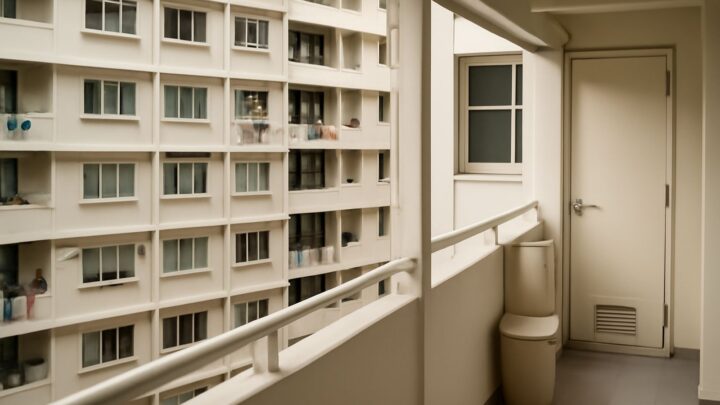 The exterior of a public housing block in Singapore