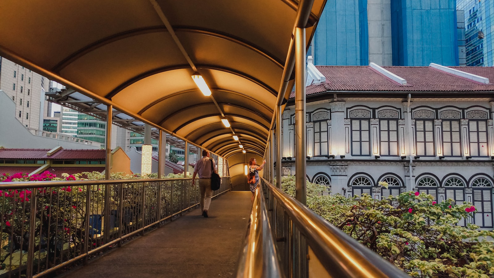 The arched courtyard of a mosque in Singapore