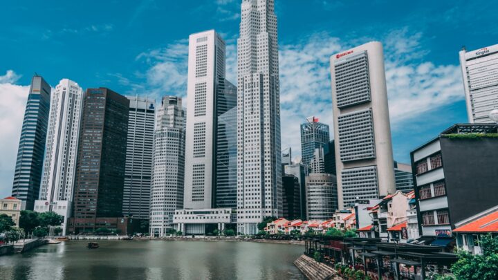 Residential apartment blocks in Singapore seen from outside