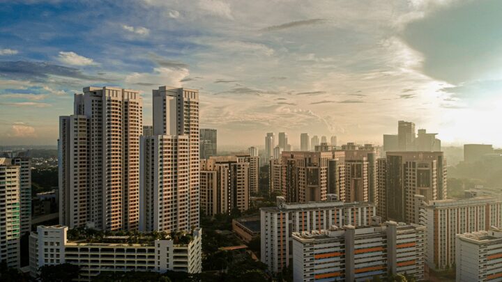The exterior of a Singapore condominium building in daylight