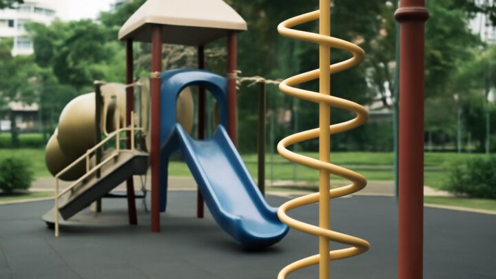 Playground equipment in a public park