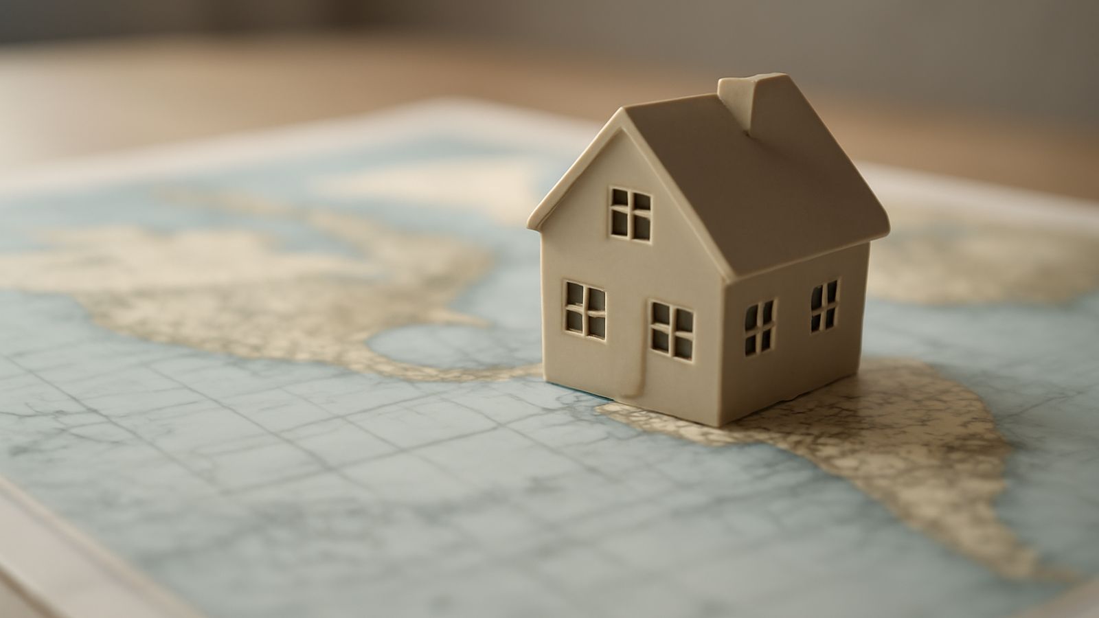 A small model house resting on a world map