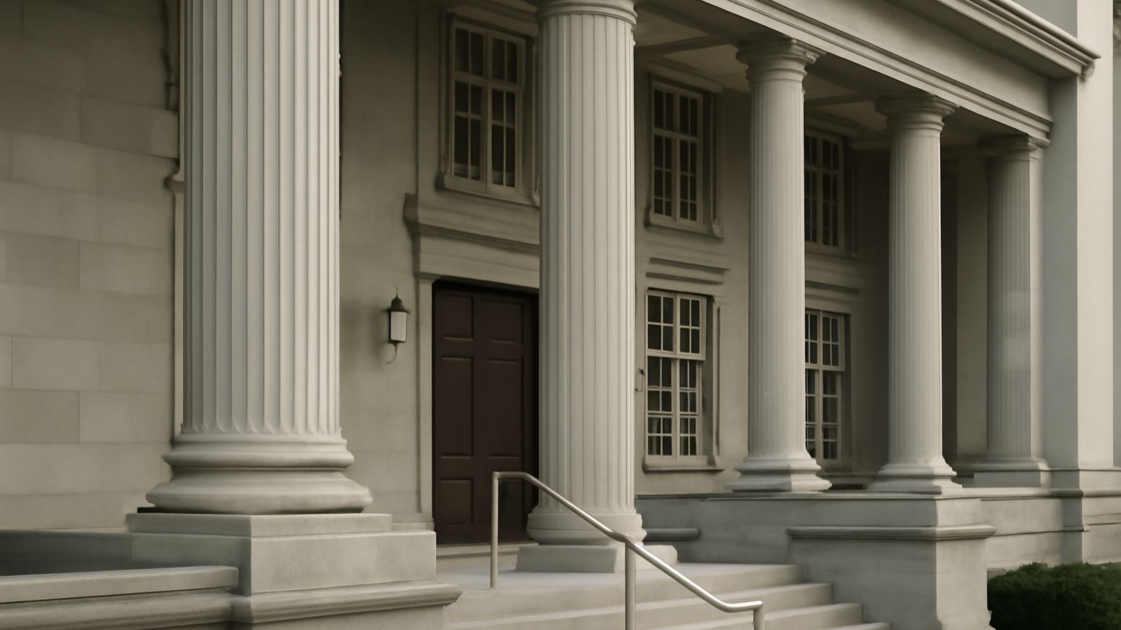 The exterior of a courthouse building in Singapore
