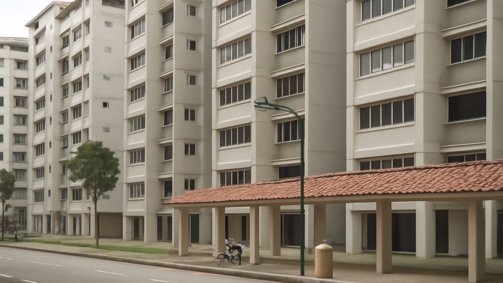 Singapore public housing blocks seen from street level